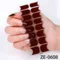 Adhesivos de esmalte de uñas marrón estilo francés con bordes brillantes plateados elegantes. - Marrón Oscuro Francés Borde Plateado (ZE-0608) / Uñas postizas y lima de uñas