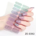 Gradient glitter nail wraps, colorful sparkle nail stickers for women variant style. - ZE-0392