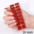Pegatinas de uñas de estilo francés rojo con bordes brillantes plateados para manicura. - Rojo Francés Borde con Brillo (ZE-0609) / Uñas postizas y lima de uñas
