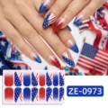Adesivi per unghie del Giorno dell'Indipendenza con bandiera USA e glitter per manicure. - ZE-0973 / Unghie finte e lima per unghie