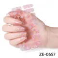Adesivi per unghie rosa con glitter e fiori brillanti decorati con strass per nail art. - ZE-0657 / Confezione OPP con lima per unghie