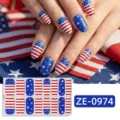 Adesivi per unghie giorno indipendenza USA stelle patriottiche strisce gel glitterate - ZE-0974 / Unghie finte e lima per unghie