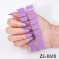 Purple French glitter nail wraps sticker, elegant purple gel nail art strips for women. - Purple French Silver Glitter Edge (ZE-0610) / Press-on Nails and Nail File