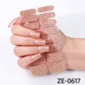 Pink gold glitter nail wraps sticker, shiny full coverage manicure strips for women. - ZE-0617
