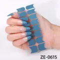 Blue French nail wraps with silver glitter line elegant manicure stickers for women daily wear - Blue French Silver Glitter Edge (ZE-0615) / Press-on Nails and Nail File