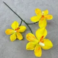 Künstlicher Vanda Orchideen Zweig mit 3 Blütenköpfen für Heimdeko und Hochzeitsfloristik. - Gelb