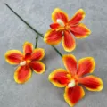 Kuenstliche Vanda Orchidee 3 Koepfe Seidenblumen Kunstblumen Zweig fuer Hochzeit Heimdeko - Orange