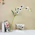 Artificial phalaenopsis orchid flower arrangement home decor glass vase silk flower branch - White & Purple 01
