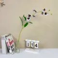 Artificial Phalaenopsis orchid branch silk flower home decor tabletop vase arrangement - White Purple 02