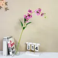Artificial orchid flower arrangement for home living room decor, elegant silk floral piece. - Rose Pink
