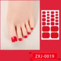 Adhesivos de uñas de los pies rojos sólidos impermeables para mujeres, pedicura simple y elegante. - Uñas Desnudas + Lima de Uñas (ZXJ-0019)