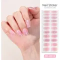 Primo piano dettagliato del foglio di adesivi per unghie french glitter rosa brillante. - Stile Glitter Sfumato Francese (ZH-0313) / Unghie finte e lima per unghie
