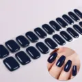 Donkerblauwe gel nagelwraps detail, glanzende UV-vrije sticker voor eenvoudige manicure. - BSA-0210