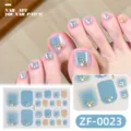 Parches de uñas de los pies 3D estrás concha verano, degradado azul pegatinas bonitas. - Arte de Uñas de Diamante de Concha de Verano (ZF-0023) / Uñas postizas y lima de uñas