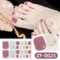 Vista detallada de pegatinas de unas de los pies 3d con diamantes y lineas doradas. - Arte de Uñas de Diamante de Concha de Verano (ZF-0025) / Uñas postizas y lima de uñas