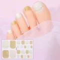 Pegatinas de uñas de los pies 3D con concha de verano, purpurina oro blanco uñas postizas. - Arte de Uñas de Diamante de Concha de Verano (ZF-0280) / Uñas postizas y lima de uñas