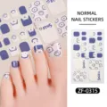 Summer cute cartoon bear toe nail stickers blue white full cover press on nails - ZF-0315 (Cartoon Smile) / Press-on Nails and Nail File