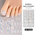Summer toe nail stickers glitter terrazzo design foot art full coverage decals 1pcs - Terrazzo Crushed Stone Glitter Style(ZF-0336)