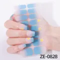 Pegatinas de uñas degradado azul flores rosas uñas postizas gel manicura DIY fácil - ZE-0828