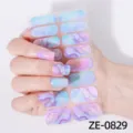 Tiras de uñas efecto mármol, pegatinas adhesivas DIY con brillo dorado para manicura perfecta. - ZE-0829
