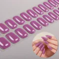UV-Free Gel Nail Wraps Solid Purple Glossy Finish Press On Nails Easy Application 24pcs - Purple Style (BSA-0434) / Standard Set