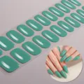 Solid green gel nail wraps, UV-free press on nails, simple glossy manicure stickers for women. - Green Style (BSA-0435) / Standard Set