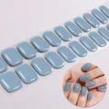 UV-vrije gel nagelwraps effen blauw minimalistisch DIY manicure strips set - BSA-0010