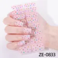 16-finger DIY adhesive nail stickers with cute pink polka dot design for easy manicure. - ZE-0833