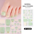 Pegatinas de uñas de los pies 3D con concha verde de verano, uñas postizas lindas e impermeables. - Arte de Uñas de Diamante de Concha de Verano (ZF-0309) / Uñas postizas y lima de uñas