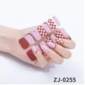 Adesivi per unghie a quadretti rosa opaco copertura completa manicure per nail art. - ZJ-0255