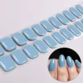 Effen lichtblauwe UV-vrije gel nagelwraps, eenvoudige DIY manicure strips voor mooie nagels. - BSA-0068
