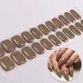 Bruine gel nagelwraps, effen kleur opdruk nagels, UV-vrije eenvoudig aan te brengen manicure strips. - BSA-0131