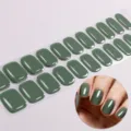 Effen kleur UV-vrije gel nagelwrap set, glanzende saliegroene nagelkunst stickers voor manicure. - BSA-0205