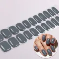 UV-vrije effen grijze gel nagelwraps, eenvoudige DIY manicure strips met glanzende afwerking. - BSA-0212