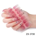 Pink gradient butterfly nail wraps rhinestone full cover nail stickers for women girls 14 tips - Butterfly Rhinestone Style (ZX-3730)