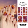 Stunning gradient toe nail stickers with elegant gold foil details for charming feet. - Gradient Gold Foil Texture Style(ZF-0386)