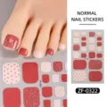 Detalle de pegatinas de uñas de los pies con purpurina rosa y lunares, pegatina de pedicura. - Estilo Purpurina Topos Rosas (ZF-0322) / Uñas postizas y lima de uñas