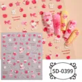 Details of 5D embossed nail stickers featuring cute cartoon bear and bow designs for DIY art. - 5D-0399 / 85*100mm Blank Sheet
