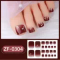 Adesivi per unghie dei piedi glitterati sfumati 3D con strass per pedicure carina. - Glitter Sfumato Bordeaux (ZF-0304)