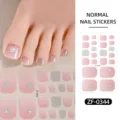 Pink gradient star toe nail stickers, shiny glitter waterproof false toe nails for women. - Pink Gradient Glitter Star Style(ZF-0344)