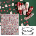 5D embossed nail art stickers with cute cartoon bears, bows, flowers, and festive holiday designs. - 5D-0403 / 85*100mm Blank Sheet