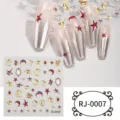 Pegatinas de uñas en relieve 5D con estrellas doradas, lunas y gemas de cristal para manicura DIY. - RJ-0007 / Lámina desnuda de 60*60 mm