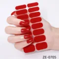 Bandes de vernis à ongles pailletées rouges autocollants d'art d'ongle pour femmes - Style Pailleté Rouge (ZE-0705) / Faux ongles et lime à ongles