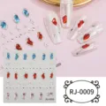 Pegatinas de uñas de gema en relieve 5D con estrellas doradas metálicas y pedrería de cristal. - RJ-0009 / Lámina desnuda de 60*60 mm