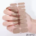 Ensemble d'autocollants pour ongles à paillettes champagne, wraps scintillants DIY pour femmes filles. - Style Paillettes Fines Champagne (ZE-0712) / Faux ongles et lime à ongles