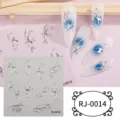 5D liquid metal nail art stickers silver geometric fluid gel decals DIY manicure accessories - RJ-0014 / 60*60mm Bare Sheet