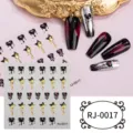 5D relief nail stickers, black heart and gold star dripping design DIY crystal gel decals. - RJ-0017 / 60*60mm Bare Sheet