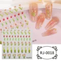 5D embossed tulip nail art stickers gold foil DIY crystal gemstone manicure detail view - RJ-0018 / 60*60mm Bare Sheet