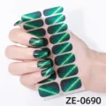 Green cat eye nail wraps sparky gel nail stickers 16 tips manicure set for women girls - Cat Eye Nail Sticker (ZE-0690)