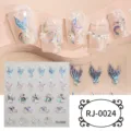 5D embossed mermaid tail nail sticker detail, crystal gemstone bling manicure design. - RJ-0024 / 60*60mm Bare Sheet